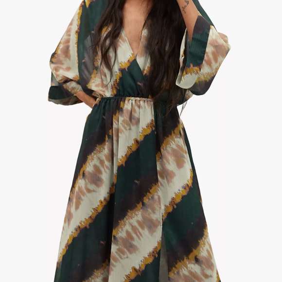 green emerald velvet dress Printed dress with openings – Shaws